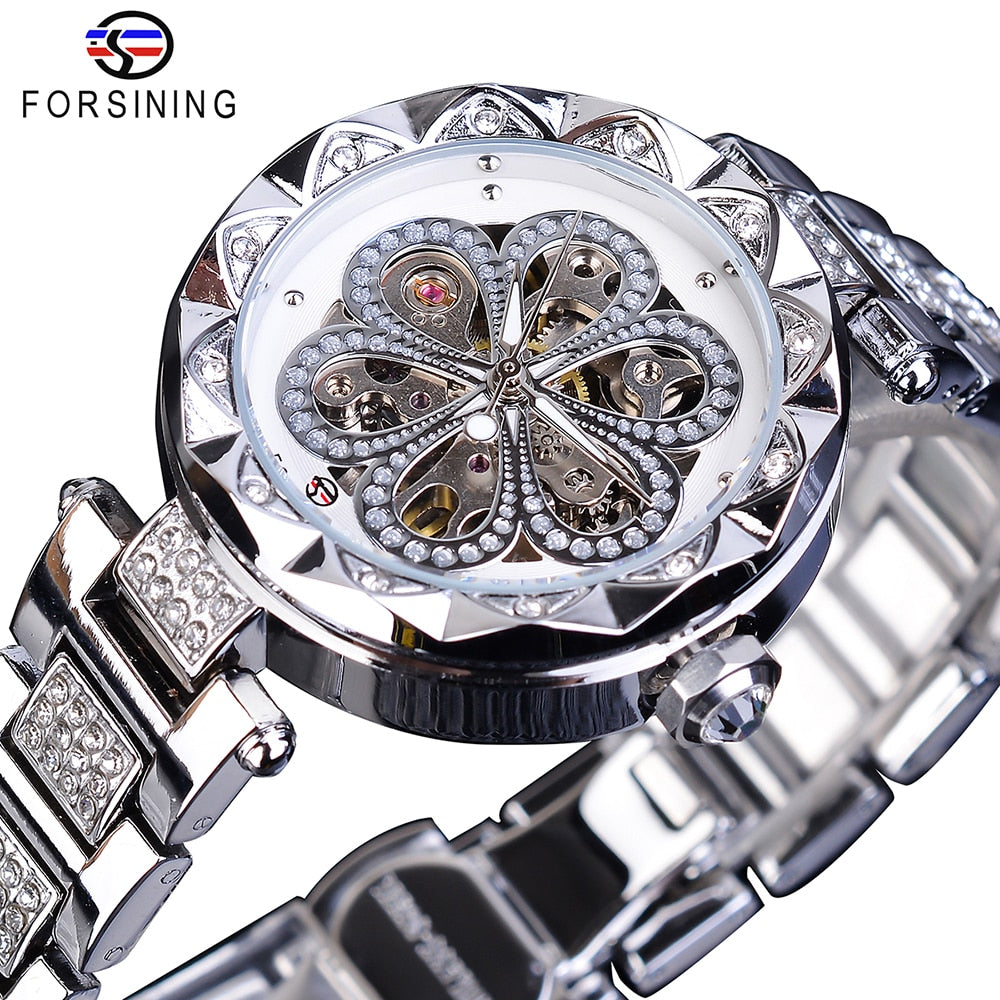 Forsining Fashion Women Watch Top Brand Diamond Female Wristwatch Automatic Machanical Watches Waterproof Luminous Hands Clock