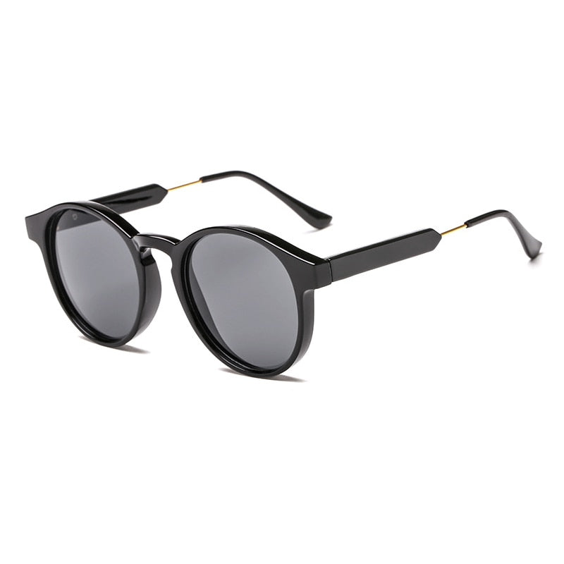 OEC CPO Male Classic Round Sunglasses Men Retro Grey Frame SunGlasses Women Brand Design Gold Alloy Leg Unisex UV400