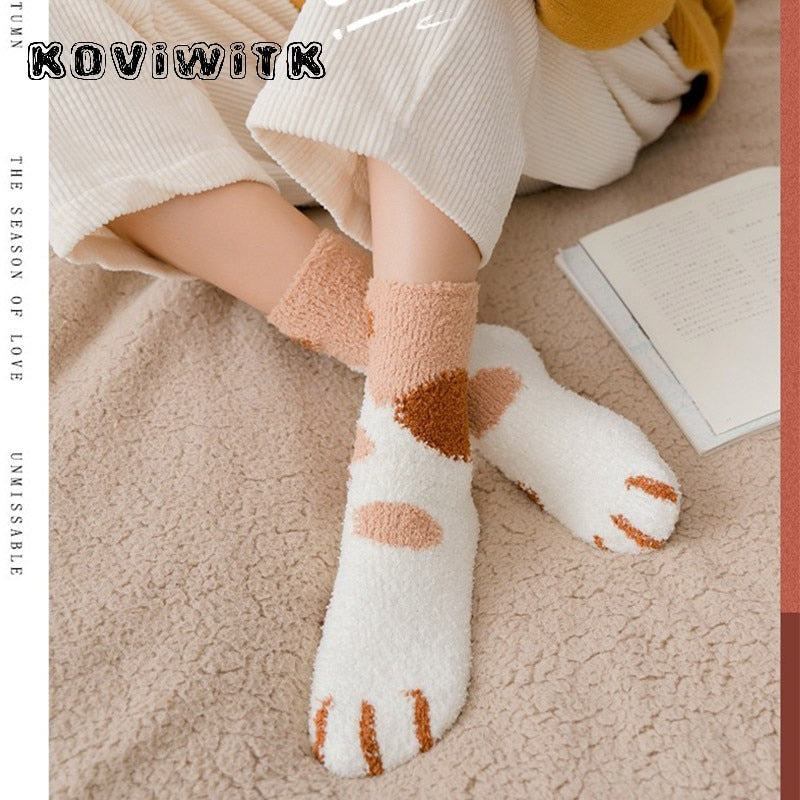 Fashion womens Cats Paw stripe 3d Socks Cute Funny Thick Girls Cartoon Animal Fingers Sock Hosiery Toe Zebra,Tiger, Cat Foot Sox