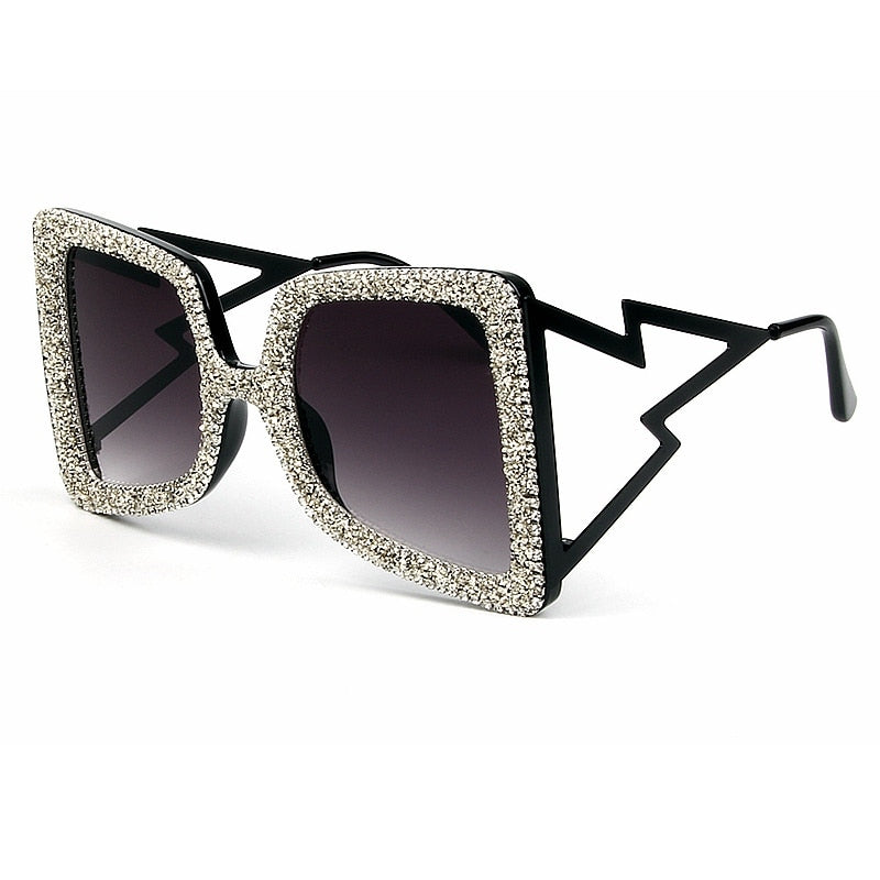Oversize Sunglasses Women Big Wide Temple Bling Stones Fashion Shades UV400 Vintage Brand Glasses Oculos