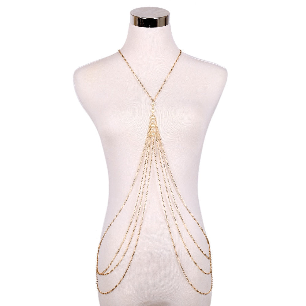 Gold Color Body Women Metal Belly Jewelry Bikini Waist Harness Beach Summer Accessories