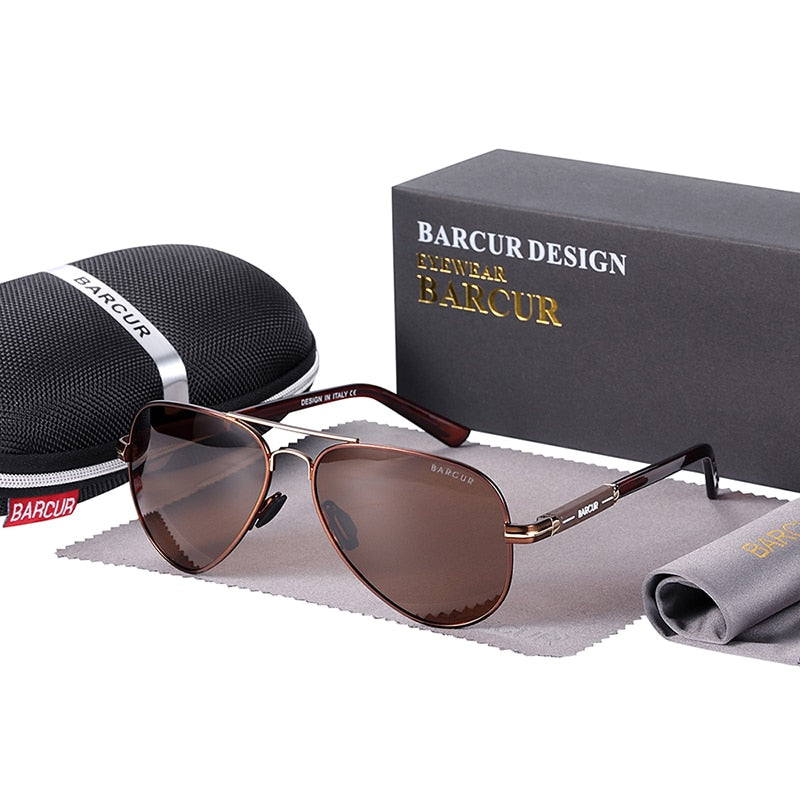 BARCUR Men Sunglasses Pilot Polarized Sun glasses Male Women accessories Driving Oculos Gafas De Sol