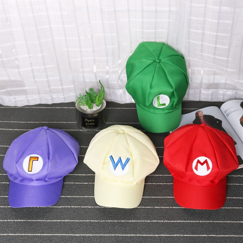 Anime Super Hat Cap Luigi Bros Letter Printed Cosplay Cartoon Baseball Costume for Adult Hats Waluigi Wario Odyssey Cappy 3D Hat