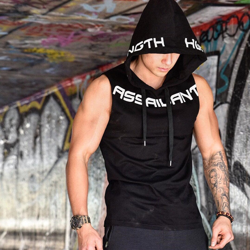 HETUAF Mens Cotton Hoodie  fitness clothes bodybuilding tank top men  Trend Tees Shirt Casual vest