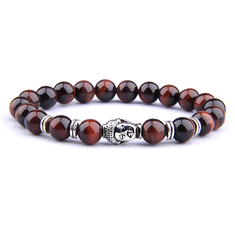 Fashion Royal Blue Tiger Eye Stone Beads Bracelet Men Buddha Charm Bracelets For Women Stretch Meditation Jewelry
