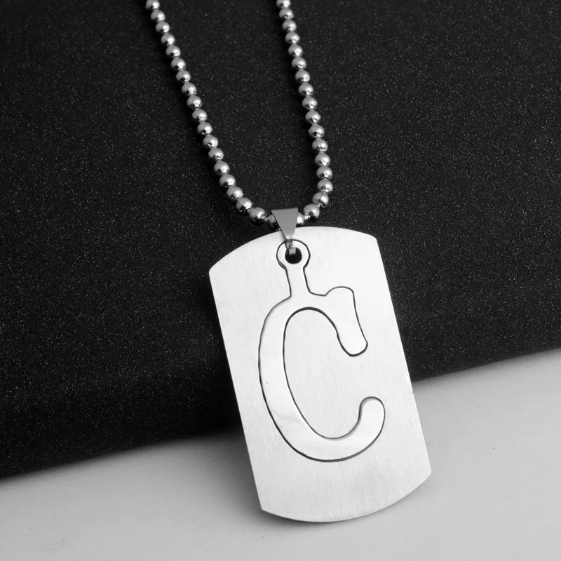 HNSP Initials Letter Stainless Steel Pendant For Men Male Necklace Jewelry Accessories Cat, Dog Name Neck