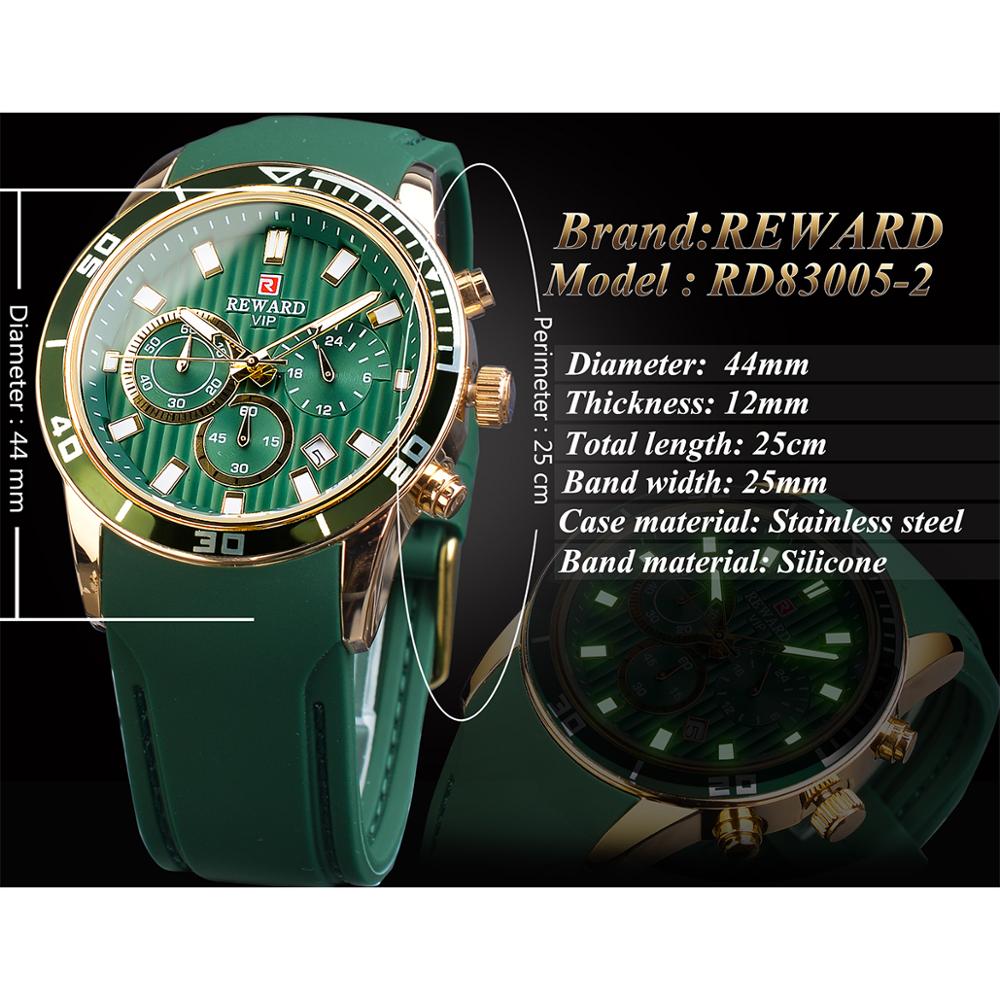 REWARD Fashion Green Dial Calendar Display Men Top Brand Luxury Design Military Quartz Sport Wrist Watch Male Clock Relogio