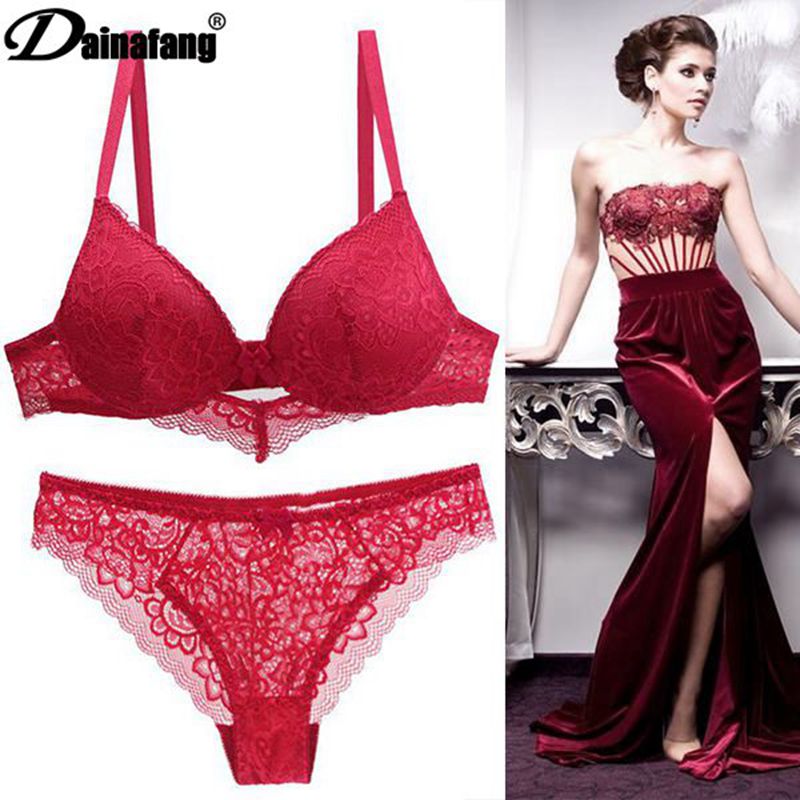 New Lace Drill Bras Set Women Plus Size Push Up Underwear 34/75 36/80 38/85 40/90 42/95 ABCD Cup For Female Lingerie