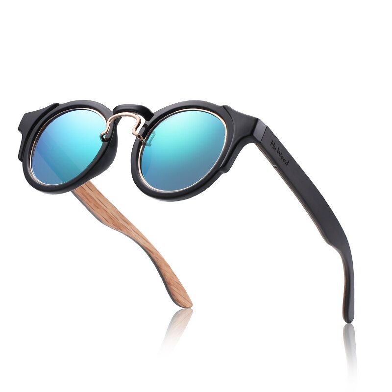 Hu Wood Round Steampunk Sunglasses Men Women Fashion Glasses Brand Designer Retro Frame Vintage Sunglasses High Quality UV 400