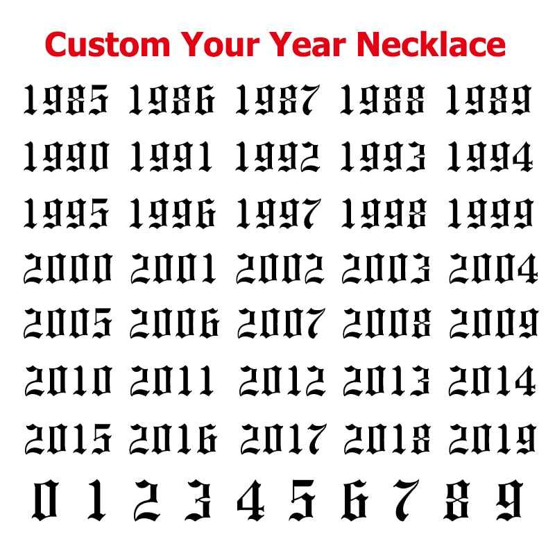 Year Number Necklace Women Stainless Steel Silver Color  Chocker Pendant Necklace  Year Jewelry Christmas Gifts