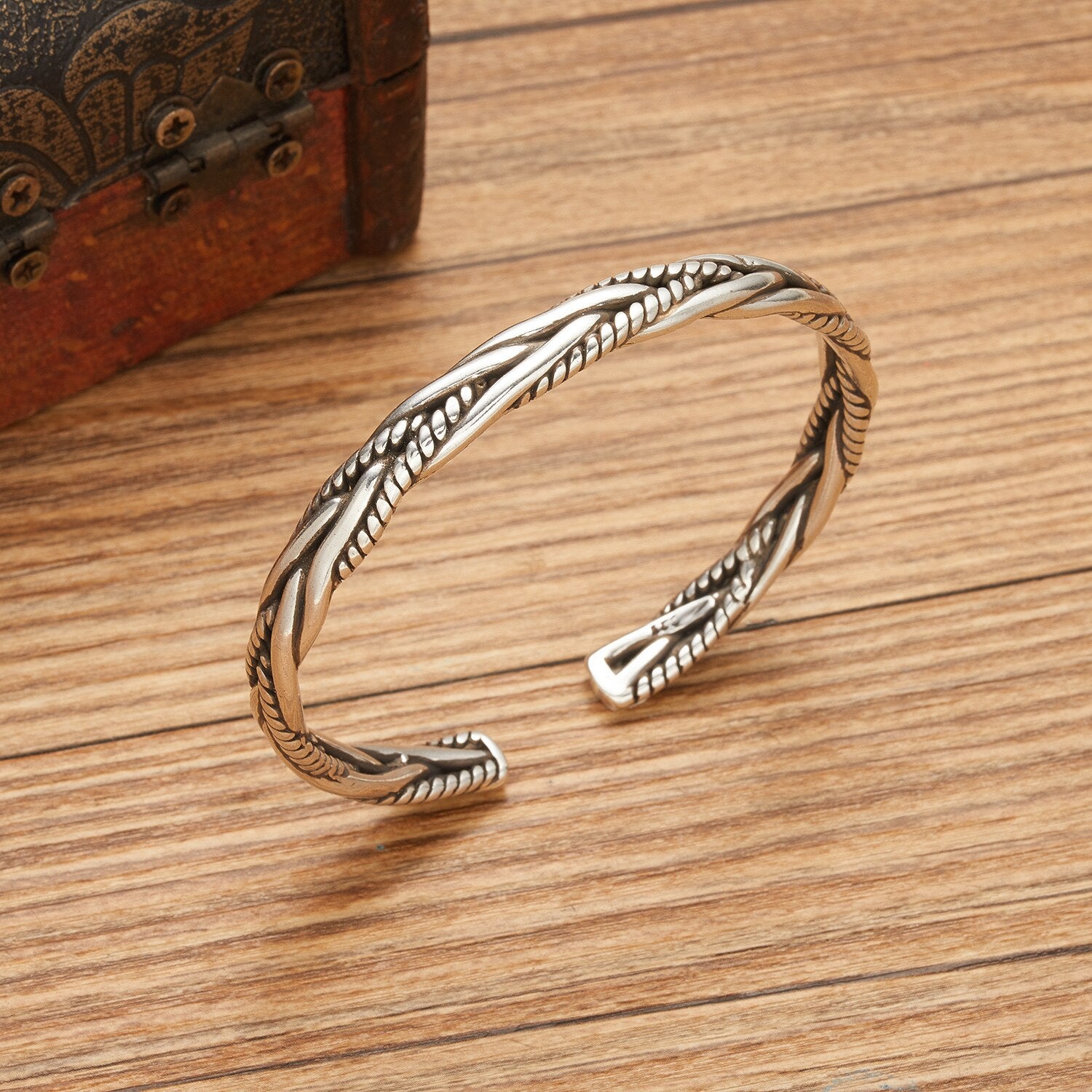 Silver Color Twisted Woven Bracelet Neutral Retro Handmade Exquisite Unique Opening Bracelet Simple Punk Wristband Jewelry Gifts