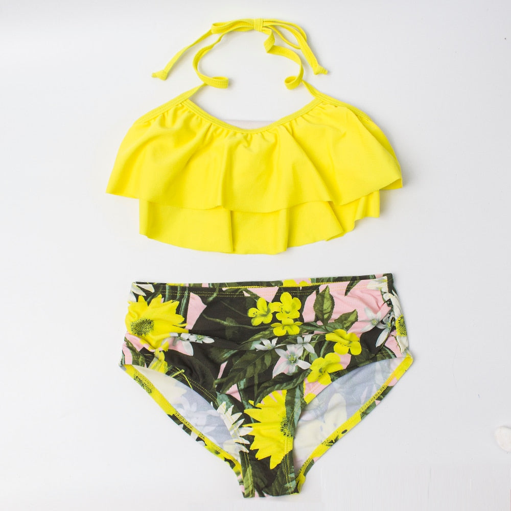 Flower Print Girls Swimsuit Swimwear Colorful Kids Bikinis Summer Girls Bikini Children Biquini Infantil Bathing Suit