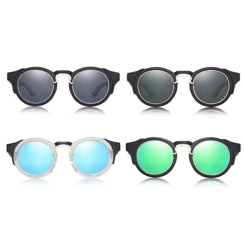 Hu Wood Round Steampunk Sunglasses Men Women Fashion Glasses Brand Designer Retro Frame Vintage Sunglasses High Quality UV 400