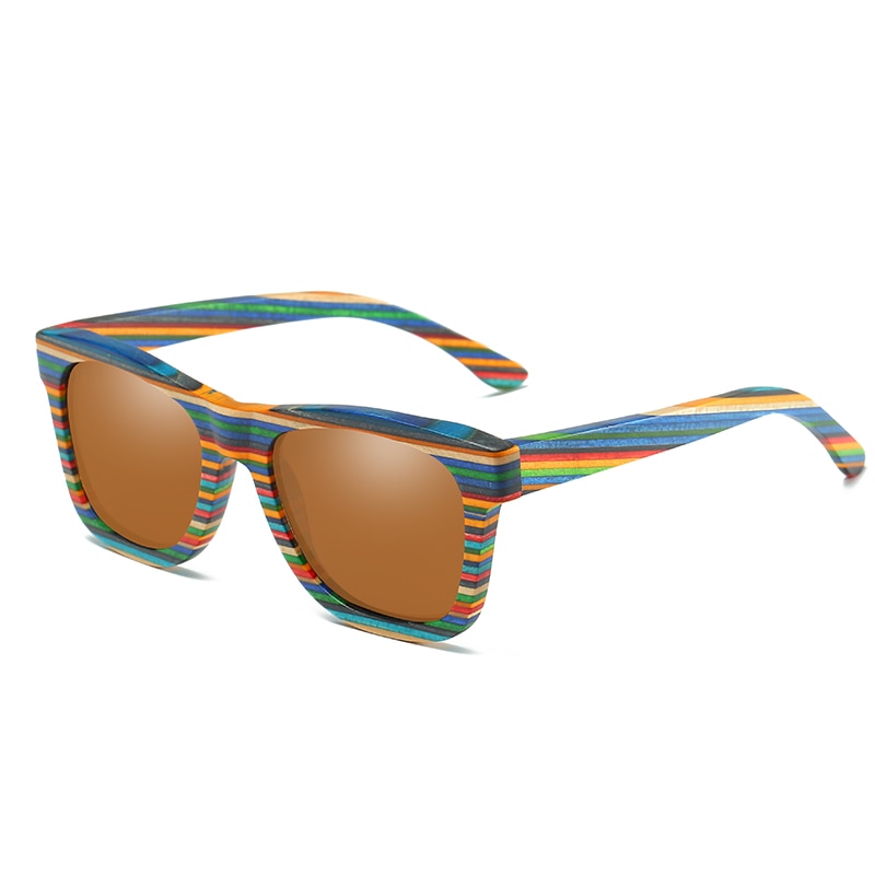 GM Handmade Wooden Colorful frame Sunglasses Polarized Gafas Eyewear Eyeglasses Reflective lens Men Women Bamboo sunglasses