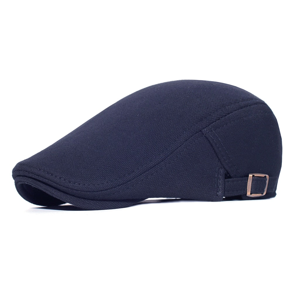 Cotton Adjustable Newsboy Caps Men Woman Casual Beret Flat Ivy Cap Soft Solid Color Driving Cabbie Hat Unisex Black Gray Hats