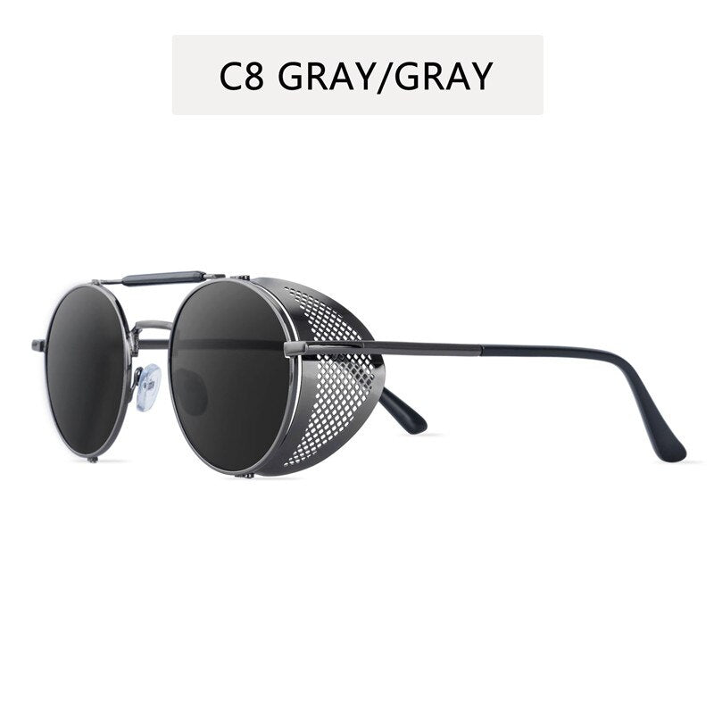 NEW Round Steampunk Sunglasses Men Women Fashion Metal Glasses Brand Design Vintage Sunglasses High Quality UV400 Gafas