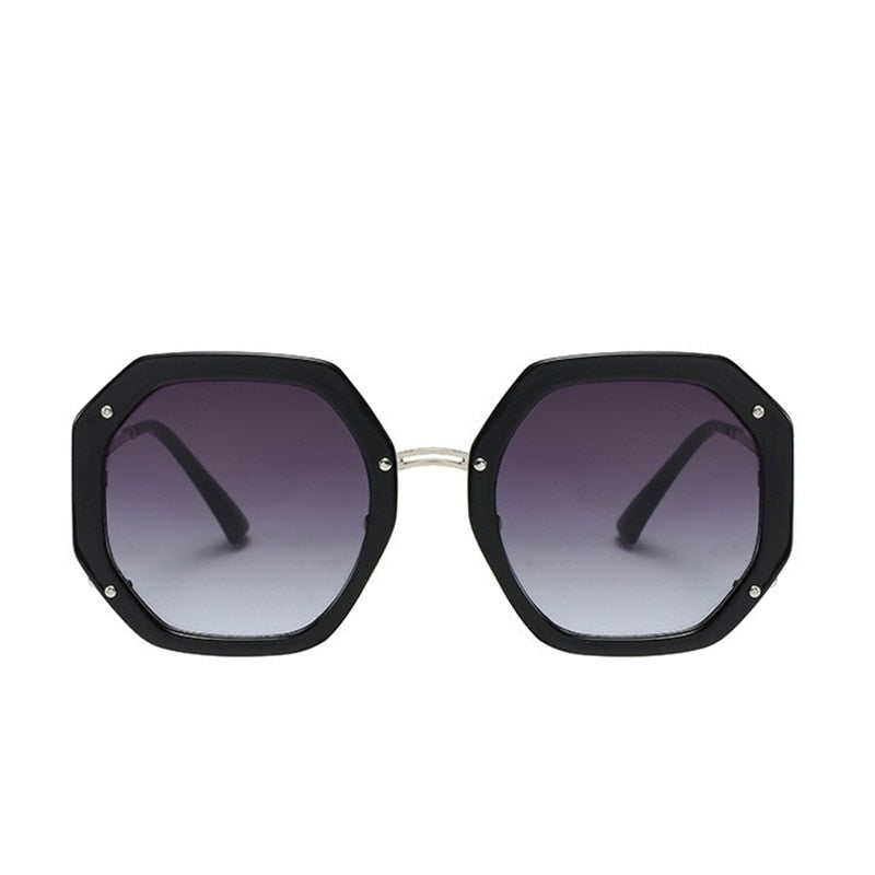 Luxury Retro Women Square Sunglasses Featured Famous Design Original Sunglasses For Female Polygonal Rivets Shades UV400
