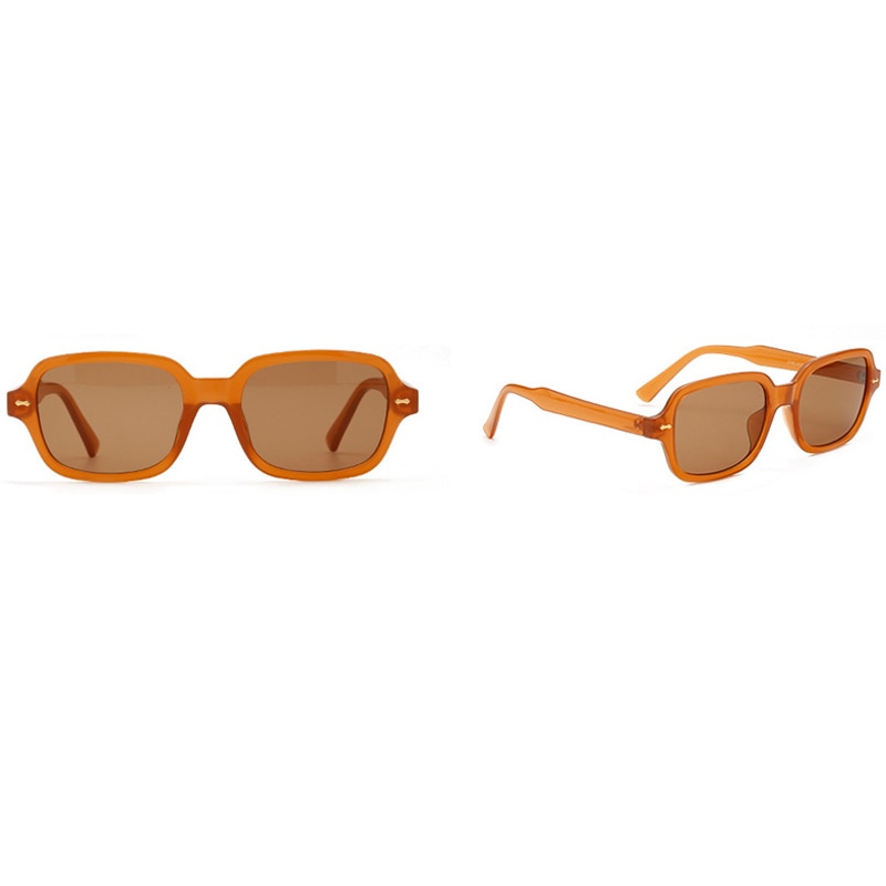 OEC CPO Fashion Unisex Square Sunglasses Men Women Fashion Small Frame Yellow Sunglasses Female Retro Rivet Glasses UV400