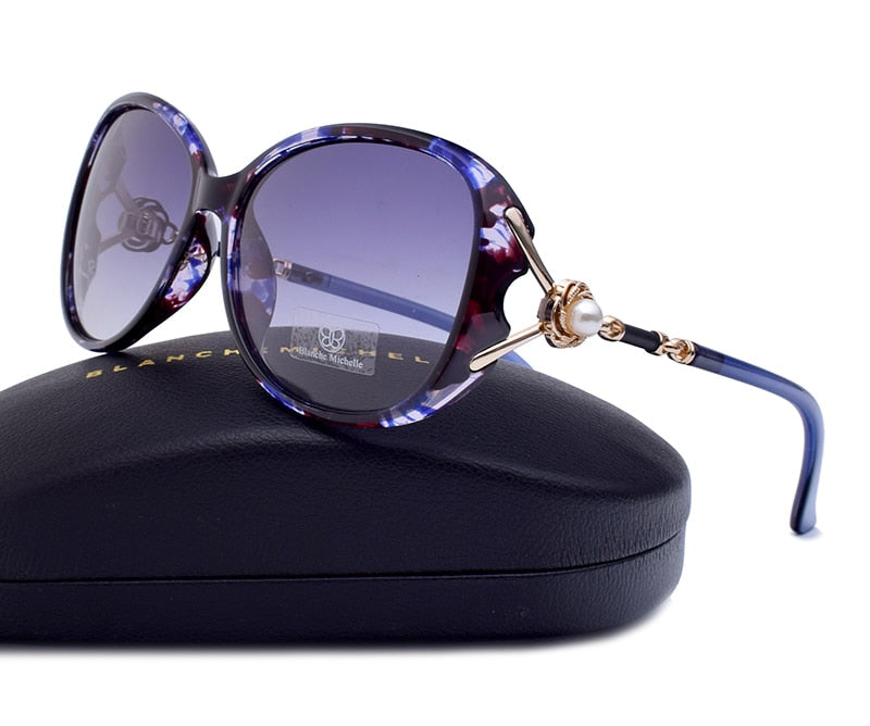 Blanche Michelle  High Quality Polarized Sunglasses Women Brand Designer UV400 Gradient Sun Glasses Pearl oculos With Box