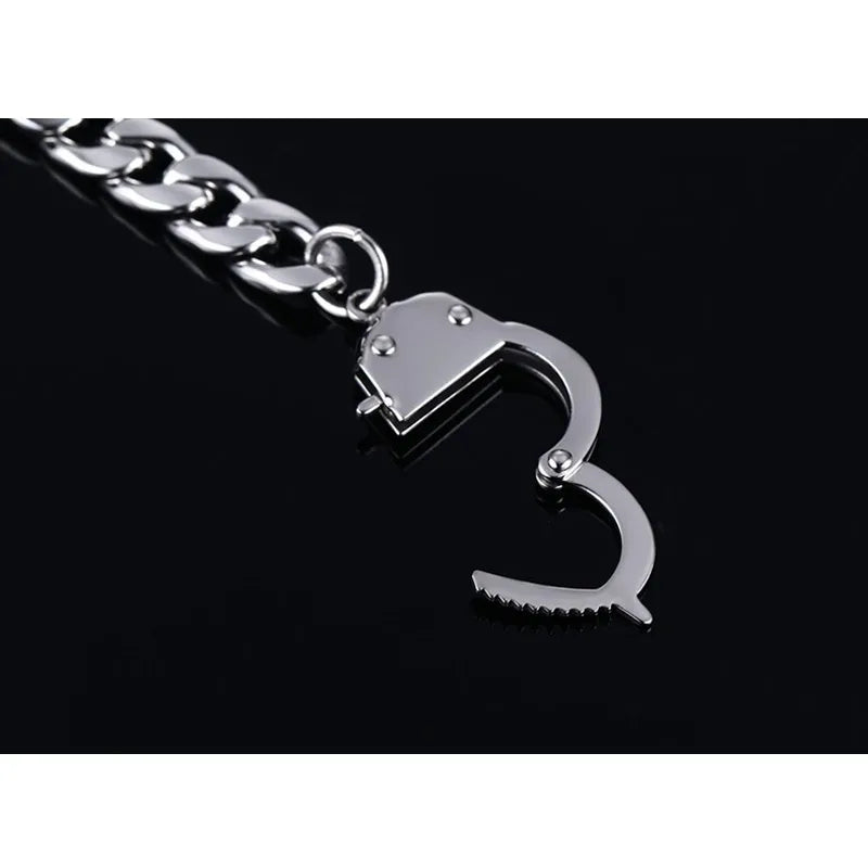 Vnox Handcuff Bracelet for Women Men Promise Jewelry Stainless Steel Black Gold Color