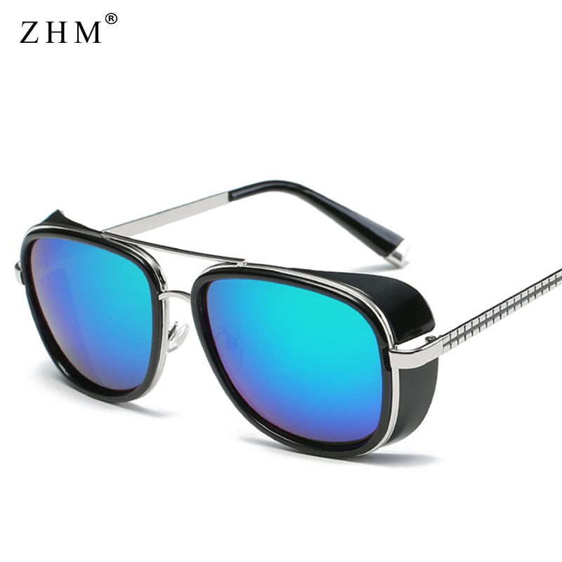 Steampunk ton stark Iron Man 3 sunglasses men brand women mirror designer sun glasses Vintage lens red UV400 sunglasses