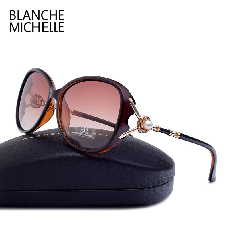 Blanche Michelle  High Quality Polarized Sunglasses Women Brand Designer UV400 Gradient Sun Glasses Pearl oculos With Box