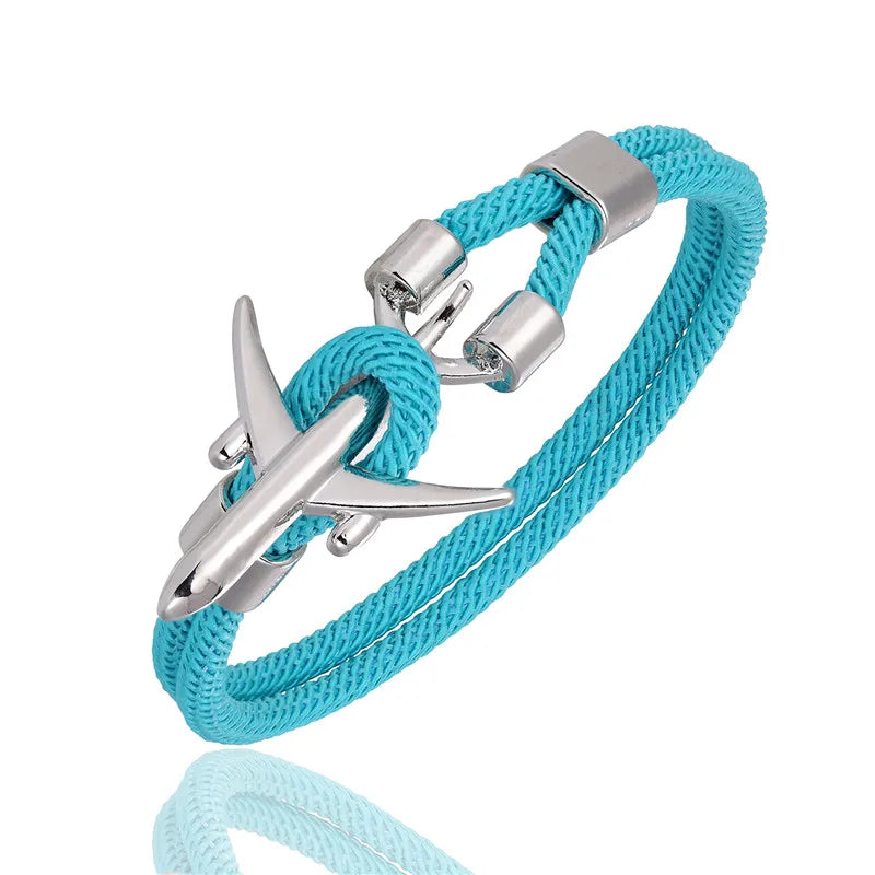 MKENDN Airport Fashion Men Women Airplane Anchor Bracelets Charm Rope Paracord aviation life Jewelry Pulseras hombres