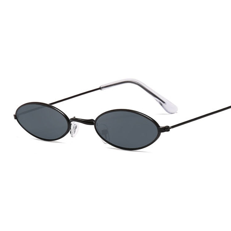 Retro Small Oval Sunglasses Woman Vintage Brand Shades Black Red Metal Color Sun Glasses For Female Fashion Designer Lunette