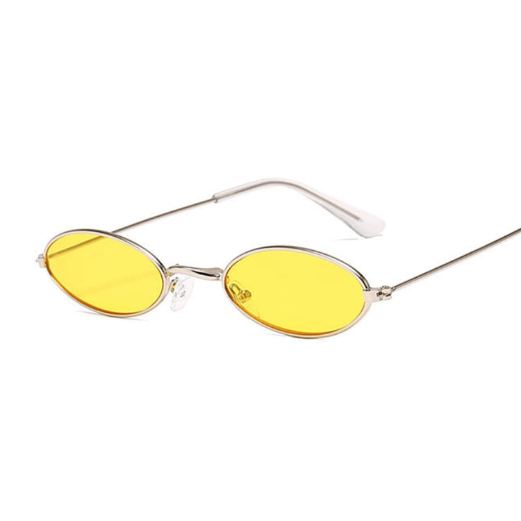 Retro Small Oval Sunglasses Woman Vintage Brand Shades Black Red Metal Color Sun Glasses For Female Fashion Designer Lunette