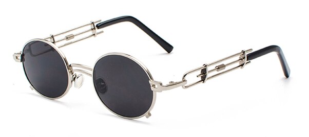 Peekaboo retro steampunk sunglasses men round vintage metal frame gold black oval sun glasses for women red male gift
