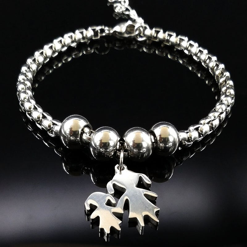 Mother Daughter Stainless Steel Bracelet for Women Stainless Steel Mother Bracelet Jewelry pulseira feminina