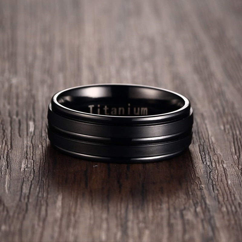 Vnox 8mm Black Men Ring 100% Titanium Carbide Casual Men Jewelry Wedding Bands Classic Boyfriend Gift