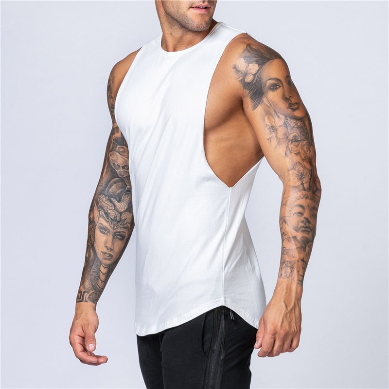 Workout Gym Mens Tank Top Vest Muscle Sleeveless Sportswear Shirt Stringer Fashion Clothing Bodybuilding Cotton Fitness Singlets