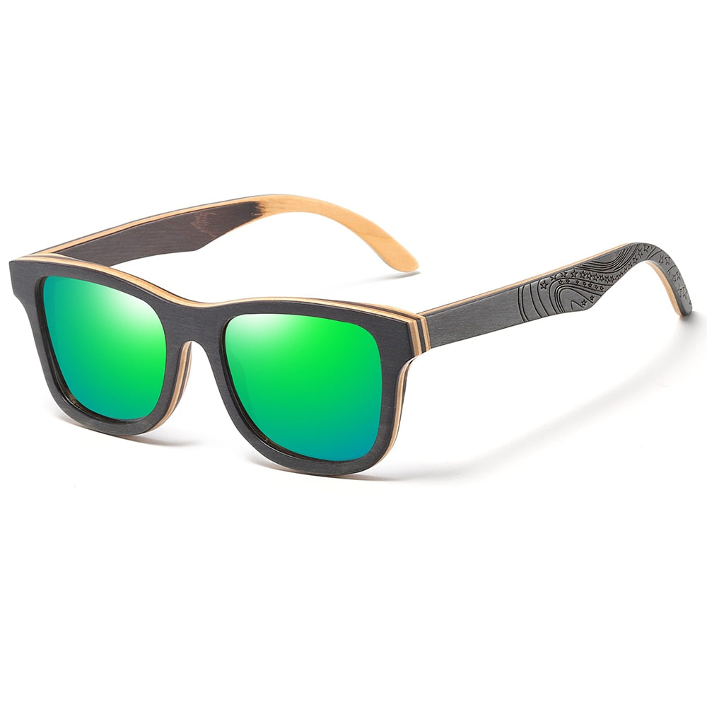GM Luxury Skateboard Wood Sunglasses Vintage Black Frame Wooden Sunglasses Women Polarized Men's Bamboo Wood Sunglasses
