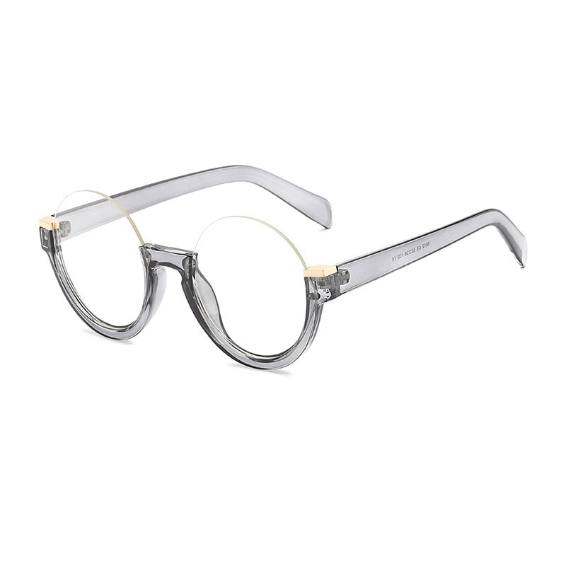 SHAUNA Retro Half Frame Round Gradient Sunglasses Fashion Glasses Frames