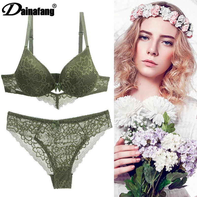 New Lace Drill Bras Set Women Plus Size Push Up Underwear 34/75 36/80 38/85 40/90 42/95 ABCD Cup For Female Lingerie