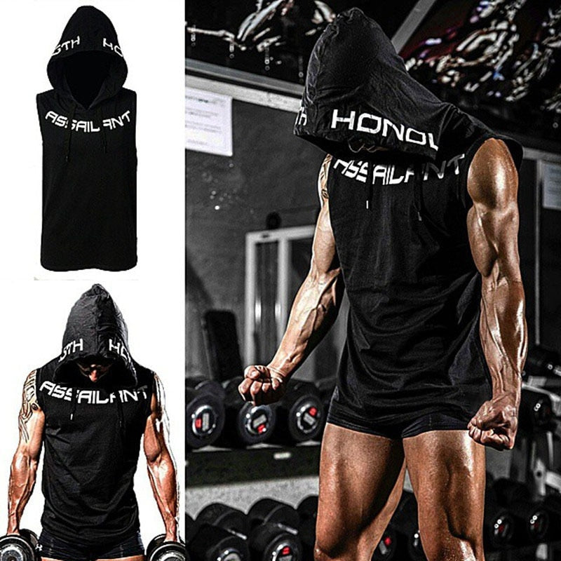 HETUAF Mens Cotton Hoodie  fitness clothes bodybuilding tank top men  Trend Tees Shirt Casual vest