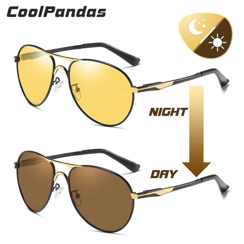 New Trend Intelligent Aviation Photochromic Sunglasses Polarized Men Day Night Vision Driving Sun Glasses Male gafas de sol
