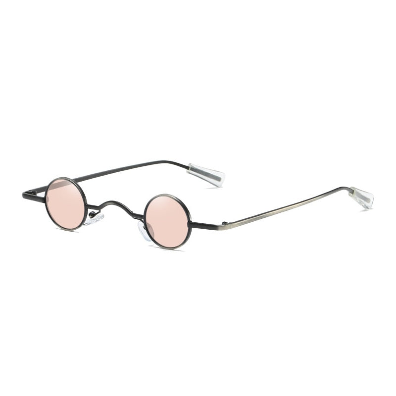 Vintage Rock Punk Man Sunglasses Classic Small Round Sunglasses Women Wide Bridge Metal Frame Black lens Eyewear Driving