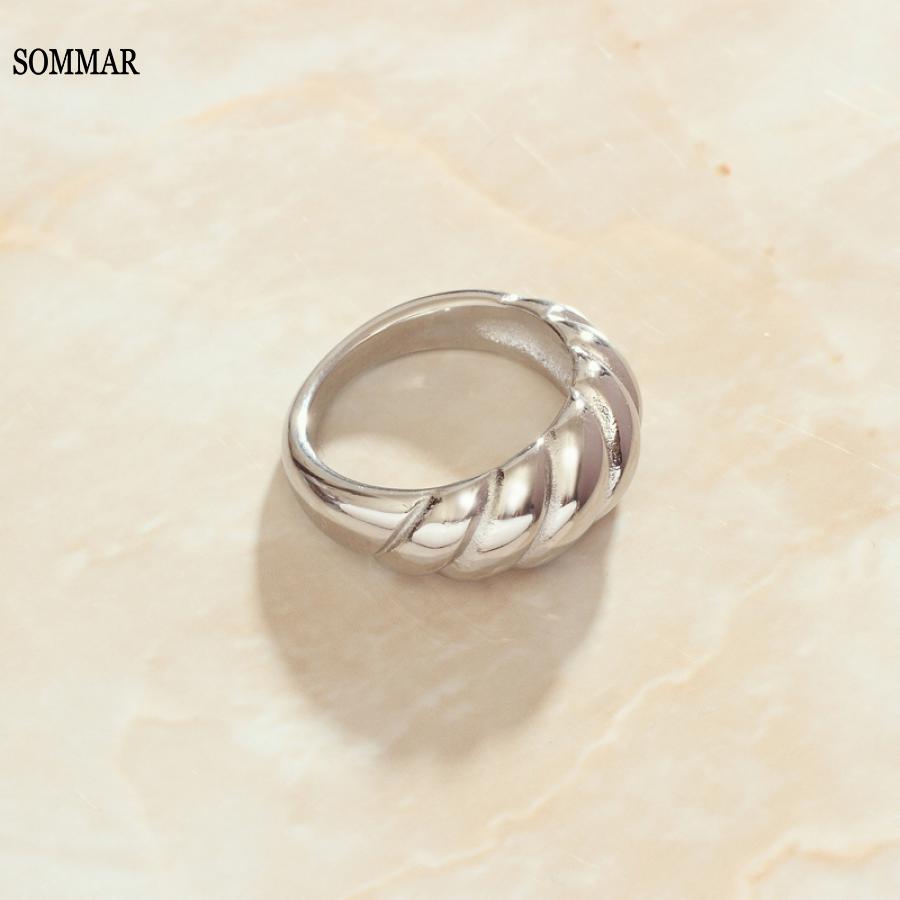 SOMMAR Twist Ring bread shape Gold Color Rings For Women Accessories Finger Fashion Jewelry Gifts Bague Anillo Jewellery