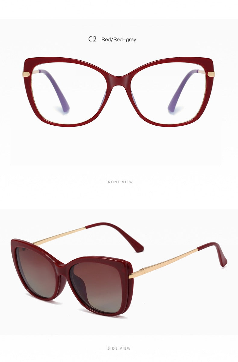 Magnet Clip on Sunglasses Fashion Transparent Glasses Woman New Luxury Brand Anti Blue Light Glasses Frame Sunglasses UV400