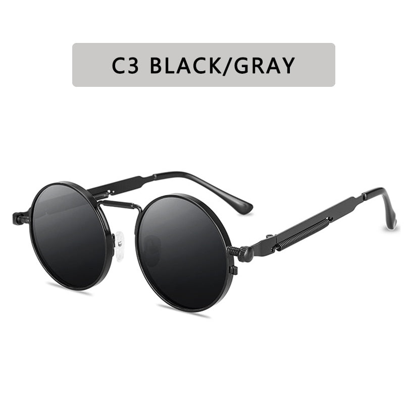 Metal Steampunk Sunglasses Men Women Fashion Round Glasses Brand Design Vintage Sunglasses High Quality UV400 Eyewear
