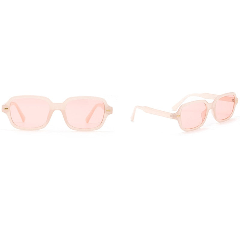 OEC CPO Fashion Unisex Square Sunglasses Men Women Fashion Small Frame Yellow Sunglasses Female Retro Rivet Glasses UV400