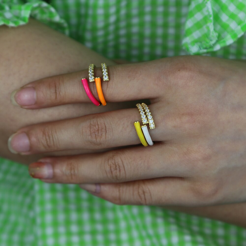 summer new colorful Neon enamel open adjusted finger ring for women fluorescent fashion jewelry