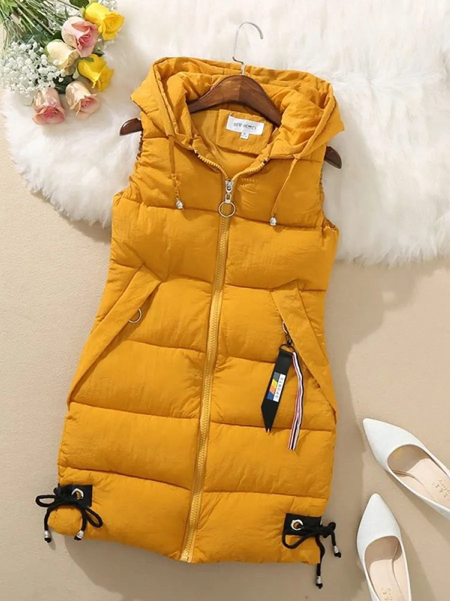 Women s Quilted Puffer Vest with Detachable Hooded Sleeveless Zipper-Up Stylish Autumn Winter Casual Warm Outerwear