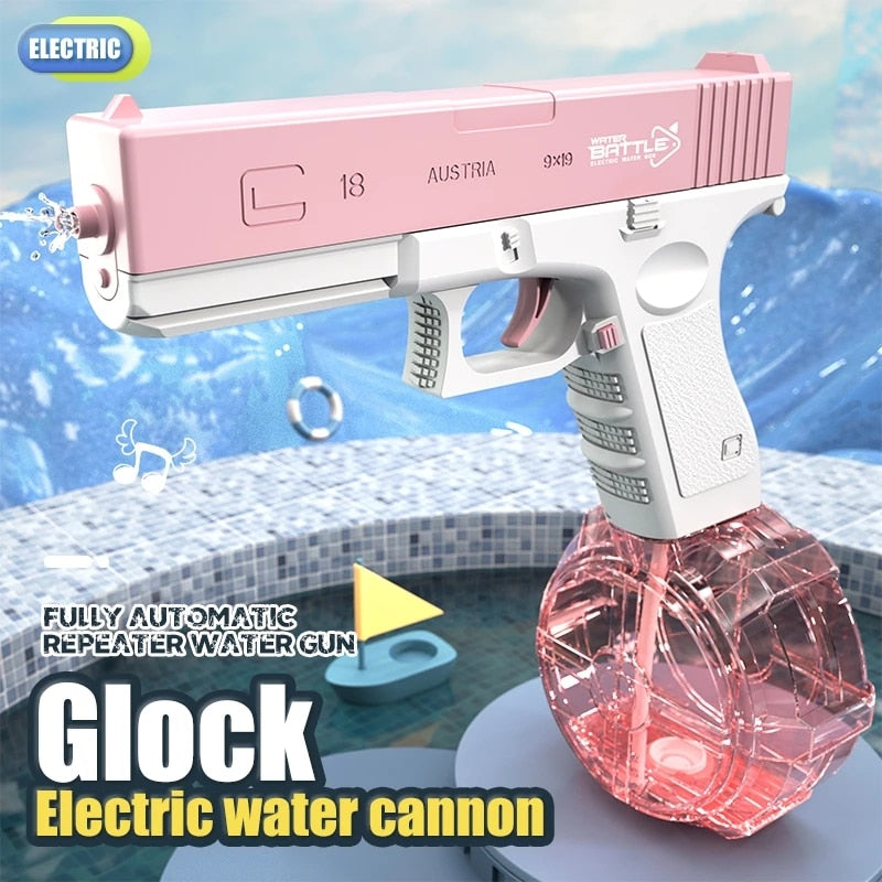 Water Gun Electric Glock Pistol Shooting Toy Full Automatic Outdoor Beach Gun Summer Water Beach Toy For Kids Boys Girls Adults