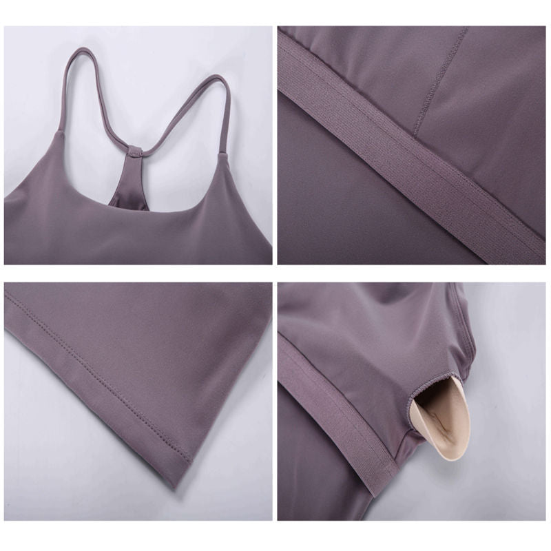 Nepoagym EMOTION Buttery Soft Women Workout Crop Tank Bras with Y Strappy Back Longline Gym Top with Removable Padding