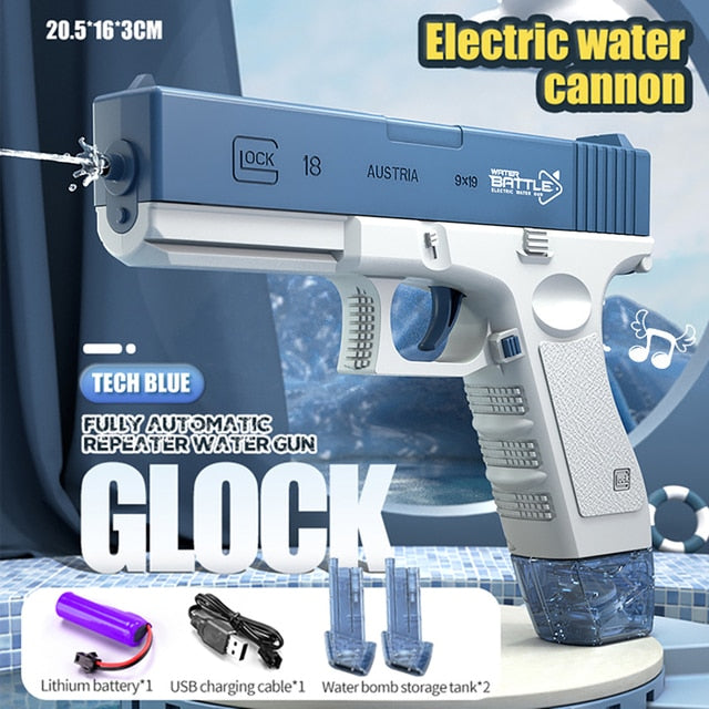Water Gun Electric Glock Pistol Shooting Toy Full Automatic Outdoor Beach Gun Summer Water Beach Toy For Kids Boys Girls Adults