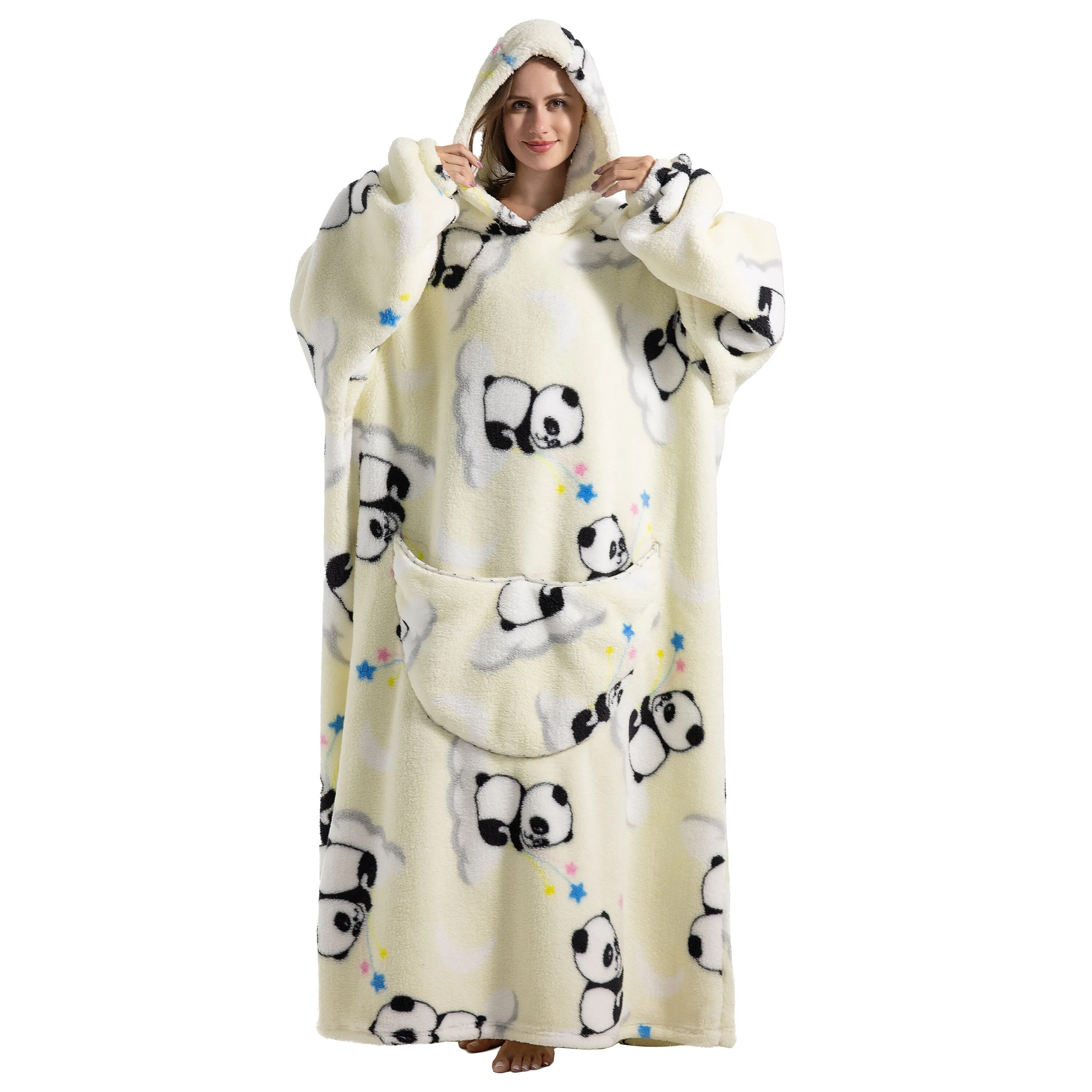 New Oversized TV Wearable Blanket Extra Long Warm Plush Fleece Winter Sherp Hoodie Men Women Soft Sweatshirt Gifts