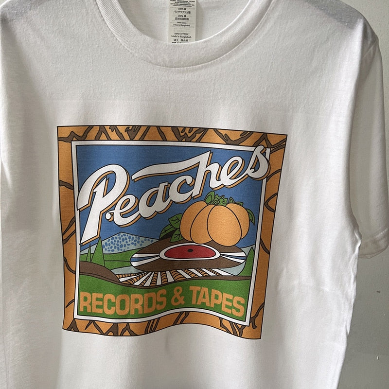 Unisex Vintage Fashion Peaches Records Tapes T-Shirt Hipsters Grunge Style Graphic Tee
